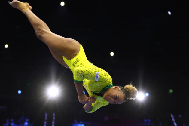 October 19, 2026, Rotterdam, Netherlands: REBECA ANDRADE of Brazil competes on the Vault during the Women s Qualifications of the 54th Artistic Gymnastics World Championships at the Ahoy Arena in Rotterdam, Netherlands. Rotterdam Netherlands - ZUMAc179 20261019_zep_c179_137 Copyright: xMickaelxChavetx