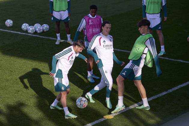 October 20, 2026, Madrid, Spain: (From L to R) Brahim Diaz, Alvaro Carreras and Carlos Espi (Real Madrid CF) are seen in action during a training session on the eve of the UEFA Champions League 2026 2027 match between Real Madrid CF and RB Leipzig..Real Madrid CF is holding its final training session ahead of its third UEFA Champions League game. UEFA Champions League 2026 2027 - Real Madrid CF Training Session In Madrid, Spain - 20 Oct 2026 - ZUMAs197 20261020_aaa_s197_017 Copyright: xFedericoxTitonex