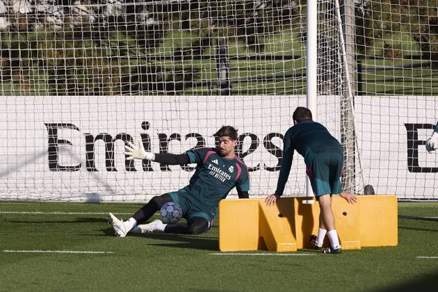 UEFA Champions League 2026 2027 - Real Madrid CF training session in Madrid, Spain - 20 Oct 2026 Thibaut Courtois (Real Madrid CF) is seen in action during a training session on the eve of the UEFA Champions League 2026 2027 match between Real Madrid CF and RB Leipzig. Real Madrid CF is holding its final training session ahead of its third UEFA Champions League game. Madrid Spain Copyright: xFedericoxTitonex xSOPAxImagesx Federico-Titone-1460425