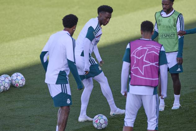 UEFA Champions League 2026 2027 - Real Madrid CF training session in Madrid, Spain - 20 Oct 2026 Aurelien Tchouameni (Real Madrid CF) is seen in action during a training session on the eve of the UEFA Champions League 2026 2027 match between Real Madrid CF and RB Leipzig. Real Madrid CF is holding its final training session ahead of its third UEFA Champions League game. Madrid Spain Copyright: xFedericoxTitonex xSOPAxImagesx Federico-Titone-1460427
