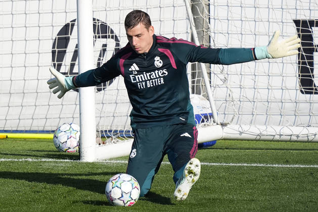 REAL MADRID CF v RB LEIPZIG. CHAMPIONS LEAGUE 2026 2027. ROUND 3. Real Madrid CF s Andriy Lunin during training session prior to the Champions League round 3 match against RB Leipzig. October 20 2026. (ALTERPHOTOS Acero) MadridSpain  Copyright: xAcerox