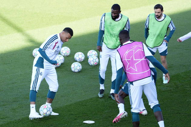 Real Madrid CF s Kylian Mbappe during training session prior to the Champions League round 3 match against RB Leipzig. October 20 2026. (20261020203)