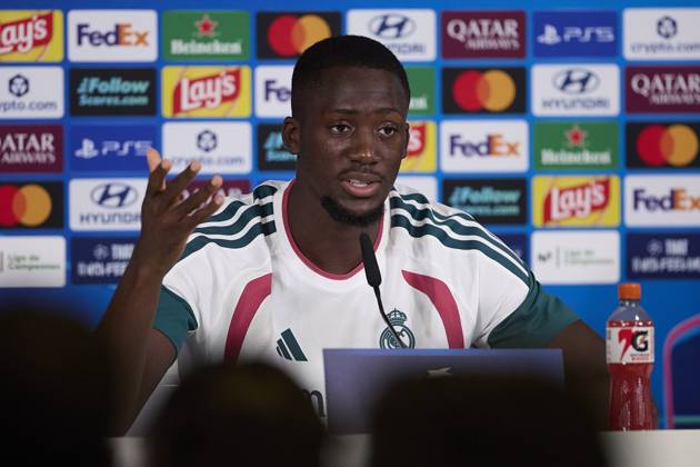 October 20, 2026, Madrid, Spain: Ibrahima Konate (Real Madrid CF) attends a press conference, PK, Pressekonferenz on the eve of the UEFA Champions League 2026 2027 match between Real Madrid CF and RB Leipzig..Real Madrid CF is holding a press conference ahead of its third UEFA Champions League game. UEFA Champions League 2026 2027 - Real Madrid CF Press Conference In Madrid, Spain - 20 Oct 2026  - ZUMAs197 20261020_aaa_s197_065 Copyright: xFedericoxTitonex