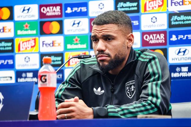 Lens Matthieu Udol is pictured during a press conference, PK, Pressekonferenz of French soccer team Racing Club de Lens, Tuesday 20 October 2026 in Brugge. The team is preparing for the third game in the UEFA Champions League league phase against Club Brugge tomorrow. BRUNOxFAHY  x190403769x