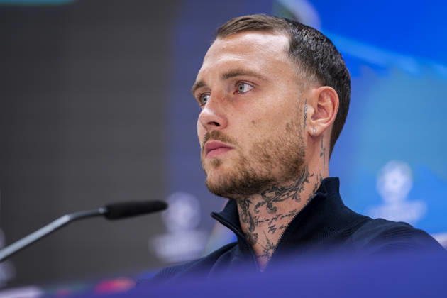 RB Leipzig Training Session And press conference, PK, Pressekonferenz - UEFA Champions League 2026 27 League Phase MD3 MADRID, SPAIN - OCTOBER 20: David Raum of RB Leipzig speaks during the press conference on day ahead of the UEFA Champions League 2026 27 League Phase MD3 at Estadio Bernabeu on October 20, 2026 in Madrid, Spain. Madrid Estadio Bernabeu Madrid Spain Copyright: xAlbertoxGardinx AGardin_20261020_Leipzig_Press_0110