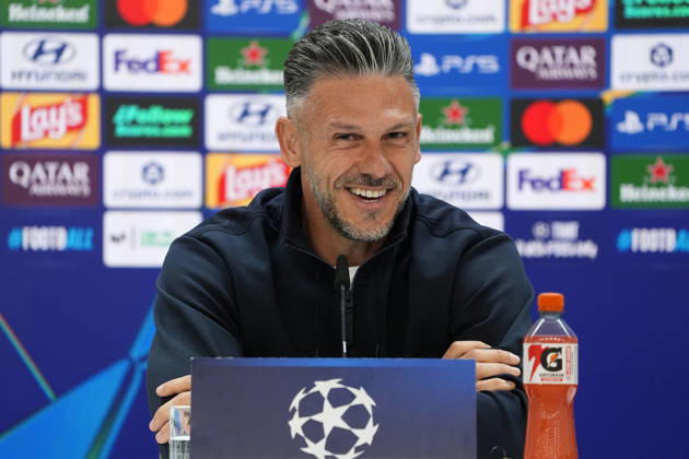 RB Leipzig s coach Martin Demichelis in press conference, PK, Pressekonferenz after raining session prior to the Champions League round 3 match against Real Madrid CF. October 20 2026. (20261020728)