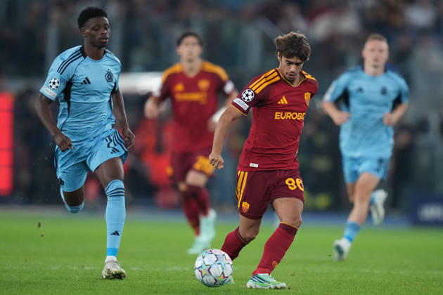 Roma’s Rodrigo Mora during the UEFA Champions League Phase - Matchday 3 soccer match between AS Roma-Slovan Bratislava at the Rome s Olympic stadium, Italy - Tuesday October 20, 2026 - Soccer ( Photo by Alfredo Falcone LaPresse )  Copyright: xAlfredoxFalcone LaPressex
