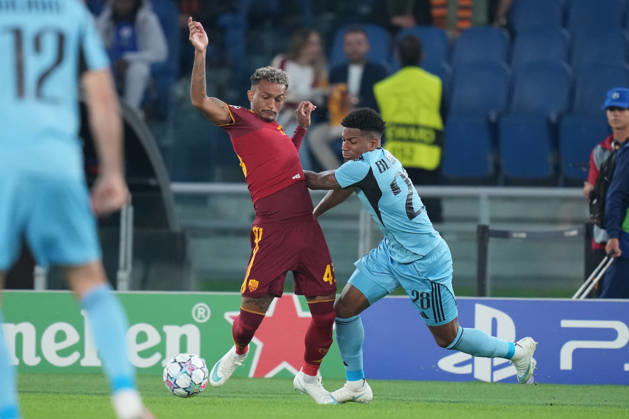 Roma’s WesleySlovan’s Cesar Blackman during the UEFA Champions League Phase - Matchday 3 soccer match between AS Roma-Slovan Bratislava at the Rome s Olympic stadium, Italy - Tuesday October 20, 2026 - Soccer ( Photo by Alfredo Falcone LaPresse )  Copyright: xAlfredoxFalcone LaPressex