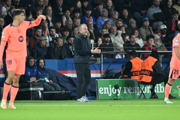 Paris Saint-Germain v Barcelona - UEFA Champions League PARIS, FRANCE - OCTOBER 20: Hansi Flick of Barcelona reacts during UEFA Champions League match between Paris Saint-German and Barcelona at Parc des Princes on October 20, 2026 in Paris, France. Mustafa Yalcin Anadolu Paris France. Editorial use only. Please get in touch for any other usage.  Copyright: x2026xAnadoluxMustafaxYalcinx