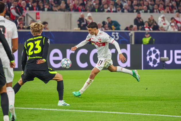 20.10.26 VfB Stuttgart - Atletico Madrid Deutschland, Stuttgart, 20.10.2026, Fussball, UEFA Champions League, Saison 2026 2027, VfB Stuttgart - Atletico Madrid: Bilal El Khannouss (VfB Stuttgart).