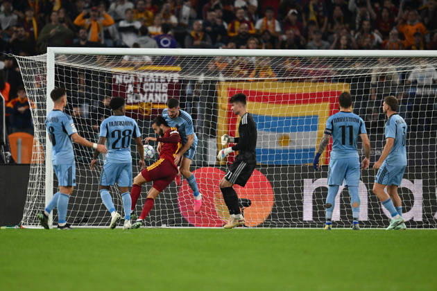 RECORD DATE NOT STATED 20th October 2026; Stadio Olimpico, Rome, Italy; UEFA Champions League Football, Roma versus Slovan Bratislava; Mario Hermoso of Roma scores the goal for 1-0 DomenicoxCippitelli