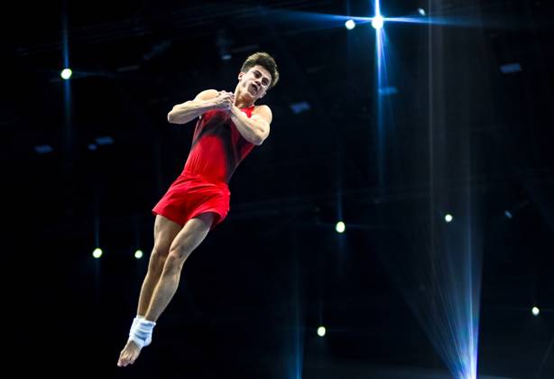 Netherlands Artistic Gymnastics World Championships 9269266 20.10.2026 Arsenii Dukhno of Team World Gymnastics Neutral Athletes 2 competes on the vault during the men s team final of the 2026 World Artistic Gymnastics Championships in Rotterdam, the Netherlands. Alexey Filippov Sputnik Rotterdam Netherlands  Copyright: xAlexeyxFilippovx