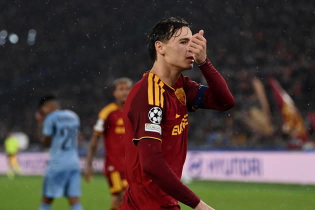 As Roma 20 10 2026 - Champions League Roma-Slovan Bratislava foto Antonello Sammarco Image nella foto: esultanza gol Niccolo Pisilli 