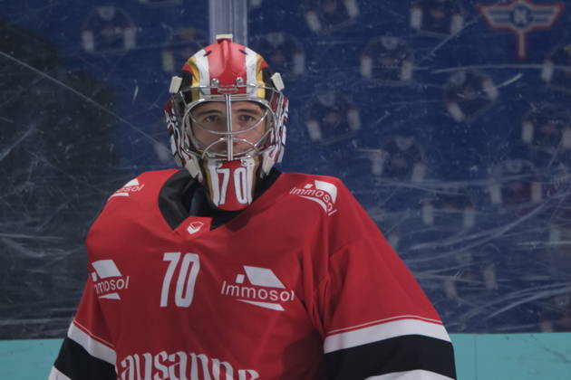 RECORD DATE NOT STATED Swiss Ice hockey, Eishockey - EHC Kloten vs Lausanne Hockey - Lausanne Goalie Ewan Huet (70) during warm up Copyright: xx