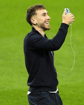 REAL MADRID CF v RB LEIPZIG. CHAMPIONS LEAGUE 2026 2027. ROUND 3. RB Leipzig s Maxime Esteve during walk around in Santiago Bernabeu Stadium after raining session prior to the Champions League round 3 match against Real Madrid CF. October 20 2026. (ALTERPHOTOS Acero) MadridSpain Copyright: xAcerox