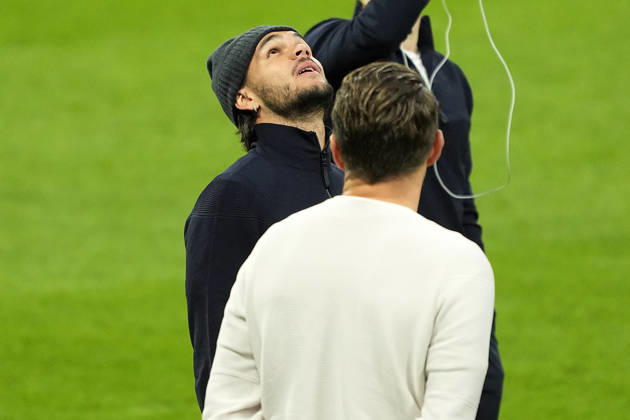 REAL MADRID CF v RB LEIPZIG. CHAMPIONS LEAGUE 2026 2027. ROUND 3. RB Leipzig s Max Finkgrafe during walk around in Santiago Bernabeu Stadium after raining session prior to the Champions League round 3 match against Real Madrid CF. October 20 2026. (ALTERPHOTOS Acero) MadridSpain Copyright: xAcerox