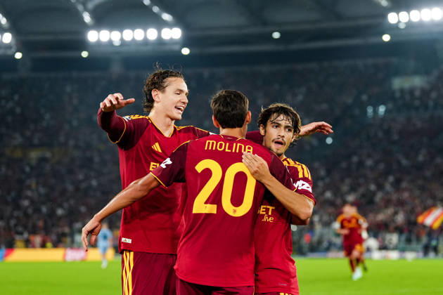 AS Roma v SK Slovan Bratislava - UEFA Champions League 2026 27 League Phase MD3 Nahuel Molina of AS Roma celebrates after scoring second goal during the AS Roma v SK Slovan Bratislava. - UEFA Champions League 2026 27 League Phase MD3 at Stadio Olimpico on October 20, 2026 in Rome, Italy Rome Stadio Olimpico Lazio Italy Copyright: xGiuseppexMaffiax 261020_UCL_Roma-SlovanBratislava_GM_00866