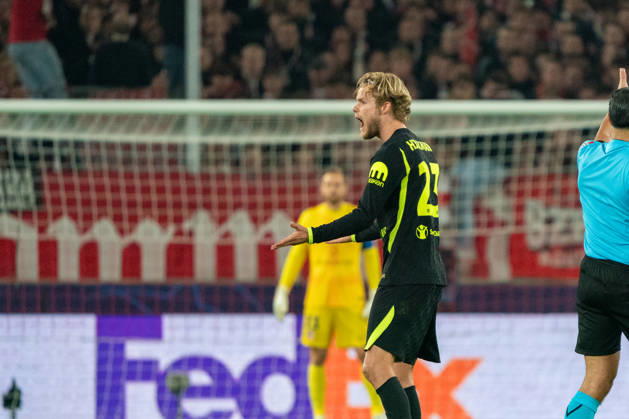 Morten Hjulmand (Atletico Madrid, 23) seen during UEFA Champions League 2026 2027 league phase game between teams of VfB Stuttgart and Atletico Madrid (Pia Schindler Ball Raw Images) Stuttgart MHP Arena Germany Copyright: xPiaxSchindlerx piaschindler_vfbstuttgart_atletico_2627_00009