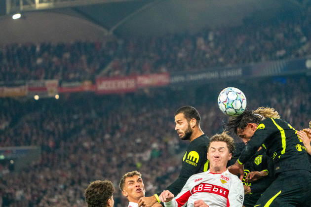 Angelo Stiller (VfB Stuttgart, 06) seen during UEFA Champions League 2026 2027 league phase game between teams of VfB Stuttgart and Atletico Madrid (Pia Schindler Ball Raw Images) Stuttgart MHP Arena Germany Copyright: xPiaxSchindlerx piaschindler_vfbstuttgart_atletico_2627_00012