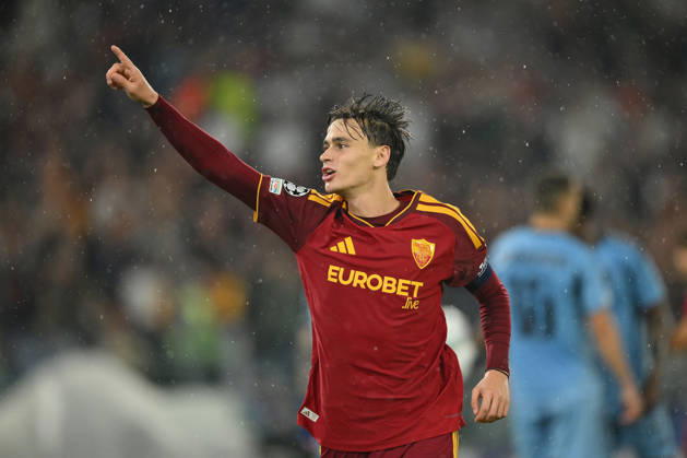 AS Roma v Slovan Bratislava - UEFA Champions League ROME, ITALY - OCTOBER 20 : Nicolo’ Pisilli of AS Roma celebrates after scoring a goal during the Champions League match between AS Roma and Slovan Bratislava at Stadio Olimpico on October 20 ,2026 in Rome, Italy. Claudio Pasquazi Anadolu Rome Italy. Editorial use only. Please get in touch for any other usage.  Copyright: x2026xAnadoluxClaudioxPasquazix