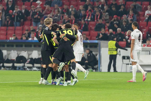 20.10.2026, xjyhynx, Fussball UEFA Champions League, VfB Stuttgart - Atletico Madrid, v.l. Torjubel Atletico Madrid nach dem 1:1 Ausgleichstreffer durch Julian Alvarez (19, AtlÃ tico Madrid) Stuttgart