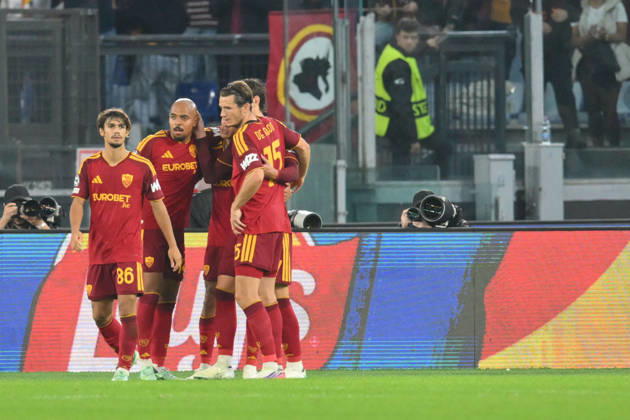 IPA89963841 - Nahuel Molina of Roma celebrates scoring a goal to make the score 2-0 during the UEFA Champions League soccer match between Roma and Slovan Bratislava at the Olimpico Stadium on October 20, 2026, in Rome, Lazio. During the AS Roma vs. Slovan Bratislava UEFA Champions League soccer match in Rome, Italy, on October 20, 2026  Copyright: xRobertoxRamaccia IPAxSportx xx IPA89963841 IPA89963841