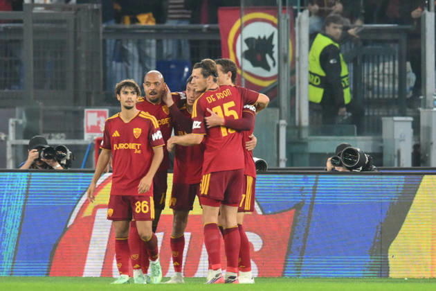 RECORD DATE NOT STATED 20th October 2026; Stadio Olimpico, Rome, Italy; UEFA Champions League Football, Roma versus Slovan Bratislava; Nahuel Molina of Roma celebrates scoring a goal 2-0 AllShotLive