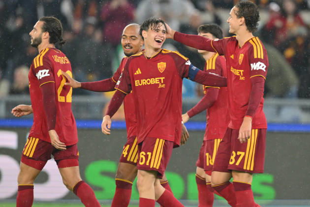 RECORD DATE NOT STATED 20th October 2026; Stadio Olimpico, Rome, Italy; UEFA Champions League Football, Roma versus Slovan Bratislava; Niccolo Pisilli of Roma celebrates scoring a goal 3-0 AllShotLive