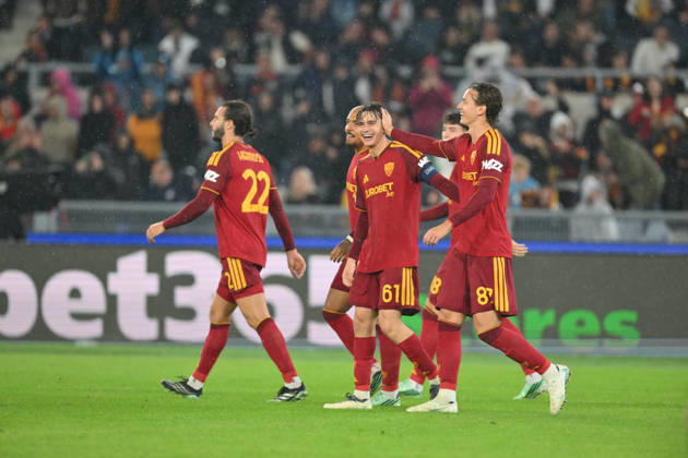RECORD DATE NOT STATED 20th October 2026; Stadio Olimpico, Rome, Italy; UEFA Champions League Football, Roma versus Slovan Bratislava; Niccolo Pisilli of Roma celebrates scoring a goal 3-0 AllShotLive
