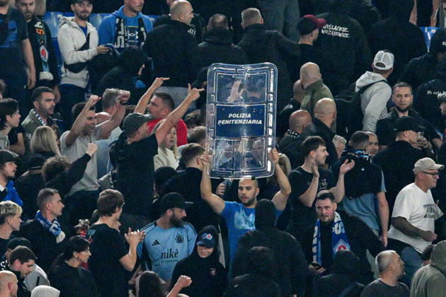 RECORD DATE NOT STATED 20th October 2026; Stadio Olimpico, Rome, Italy; UEFA Champions League Football, Roma versus Slovan Bratislava; clashes between fans in the stands AllShotLive