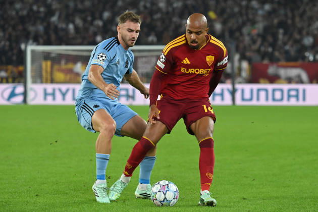 IPA89968043 - Donyell Malen of Roma during the Champions League group stage Matchday 3 game between Roma and Slovan Bratislava at the Stadio Olimpico. Rome (Italy), October 20, 2026 Mattia Vian  Copyright: xMattiaxVian IPAxSportx xx IPA89968043 IPA89968043