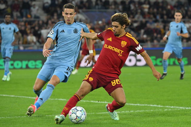 2026,Roma-Slovan Bratislava Svetozar Markovic of Slovan Bratislava,Rodrigo Mora of Roma during the Champions League match Championship phase Matchday 3 Roma-Slovan Bratislava at the Stadio Olimpico. Rome (Italy), October 20, 2026 during the Champions League match Championship phase Matchday 3 Roma-Slovan Bratislava at the Stadio Olimpico. Rome (Italy), October 20, 2026 Imago-images Emmefoto Copyright: xImago-images Emmefotox
