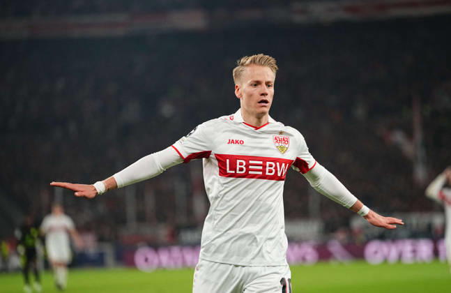 Chris Fuhrich (VFB Stuttgart) during VfB Stuttgart and Atlético Madrid, League Phase UEFA Champions League, at MHPArena, Stuttgart, Germany on October 20, 2026. DeFodi Images. -