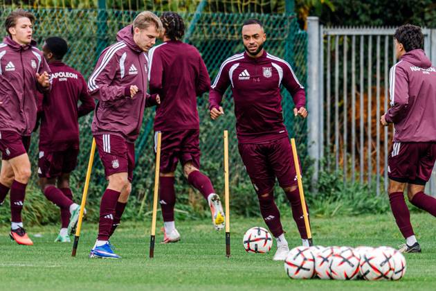 Anderlecht s Killian Sardella pictured during a training session of Belgian soccer team RSC Anderlecht, Wednesday 21 October 2026 in Brussels, in preparation of tomorrow s match against Polish Jagiellonia Bialystok, on day three of the UEFA Europa League league phase. EMILExWINDAL  x190466939x