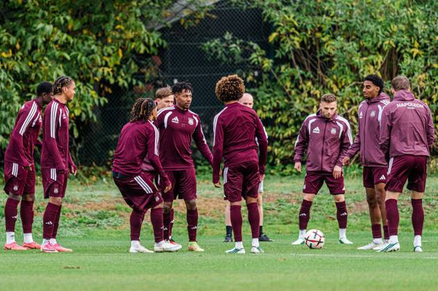 Anderlecht s players pictured during a training session of Belgian soccer team RSC Anderlecht, Wednesday 21 October 2026 in Brussels, in preparation of tomorrow s match against Polish Jagiellonia Bialystok, on day three of the UEFA Europa League league phase. EMILExWINDAL  x190468920x
