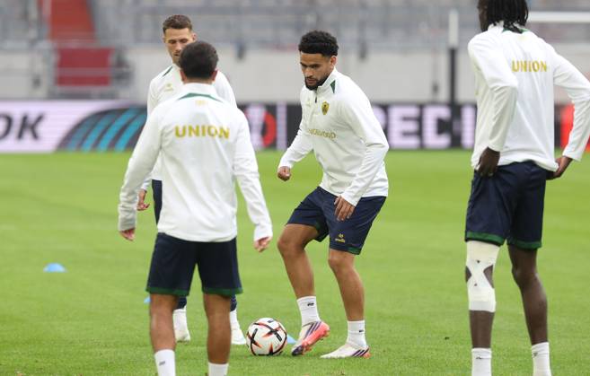 Union s Adem Zorgane pictured during a training session of Belgian soccer team Royale Union Saint-Gilloise, Wednesday 21 October 2026 in Dusseldorf, Germany, in preparation of tomorrow s game against Israeli Hapoel Be er Sheva F.C. on the third day of the UEFA Europa League league phase. The game was moved to Dusseldorf, as Belgian cities refused to host for security reasons. VIRGINIExLEFOUR  x190509207x