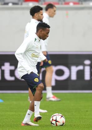 Union s Relebohile Mofokeng pictured during a training session of Belgian soccer team Royale Union Saint-Gilloise, Wednesday 21 October 2026 in Dusseldorf, Germany, in preparation of tomorrow s game against Israeli Hapoel Be er Sheva F.C. on the third day of the UEFA Europa League league phase. The game was moved to Dusseldorf, as Belgian cities refused to host for security reasons. VIRGINIExLEFOUR  x190509151x
