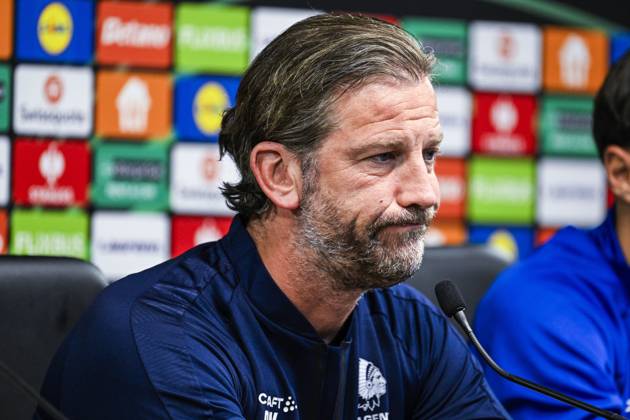 Rik De Mil, head coach of KAA Gent pictured during a press conference, PK, Pressekonferenz of Belgian soccer team KAA Gent, Wednesday 21 October 2026 in Braga, Portugal. The team is preparing for the second match of the UEFA Conference League league phase against Portuguese SC Braga tomorrow. TOM GOYVAERTS TomxGoyvaerts  x190515872x