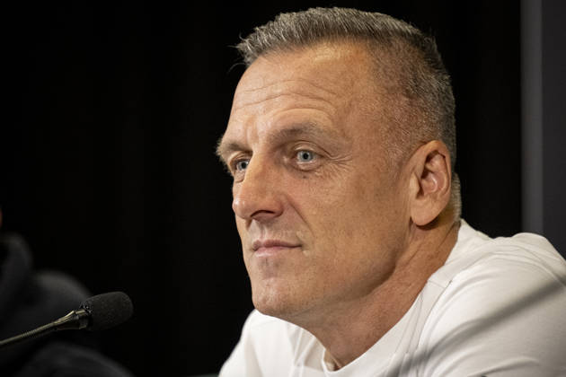 Coach of FK Jablonec Lubos Kozel speaks during the press conference, PK, Pressekonferenz prior to the Football Conference League 2nd round match FK Jablonec vs Brighton, Czech Republic, October 21, 2026. (CTKxPhoto RadekxPetrasek) CTKPhotoP2026102107237  CTKPhotoP2026102107237
