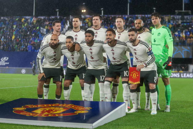 2026-10-21 Como 1907 v Manchester United, ManU - UEFA Champions League 2026 27 League Phase MD3 COMO, ITALY - OCTOBER 21: Mason Mount of Manchester United FC, Diogo Dalot of Manchester United FC, Harry Maguire of Manchester United FC, Matthijs de Ligt of Manchester United FC. Noussair Mazraoui of Manchester United FC, Senne Lammens of Manchester United FC, Bryan Mbeumo of Manchester United FC, Youri Tielemans of Manchester United FC, Andrey Santos of Manchester United FC, Matheus Cunha of Manchester United FC, Bruno Fernandes of Manchester United FC during the UEFA Champions League 2026 27 League Phase MD3 match between Como 1907 and Manchester United at Giuseppe Sinigaglia on October 21, 2026 in Como, Italy. (Photo by Nderim Kaceli BSR Agency) Como Italy Content not available for redistribution in The Netherlands directly or indirectly through any third parties. Copyright: xBSRxAgencyx
