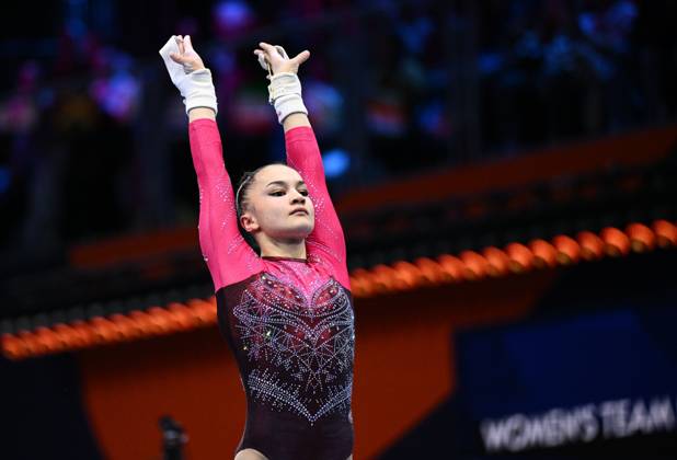 Netherlands Artistic Gymnastics World Championships 9270056 21.10.2026 Milana Kaiumova of Team World Gymnastics Neutral Athletes 2 competes on the uneven bars during the women s team final at the 2026 World Artistic Gymnastics Championships in Rotterdam, the Netherlands. Alexey Filippov Sputnik Rotterdam Netherlands  Copyright: xAlexeyxFilippovx