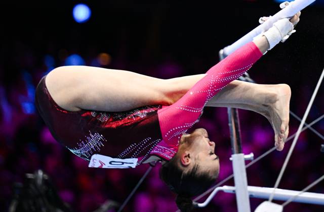 Netherlands Artistic Gymnastics World Championships 9270080 21.10.2026 Milana Kaiumova of Team World Gymnastics Neutral Athletes 2 competes on the uneven bars during the women s team final at the 2026 World Artistic Gymnastics Championships in Rotterdam, the Netherlands. Alexey Filippov Sputnik Rotterdam Netherlands  Copyright: xAlexeyxFilippovx