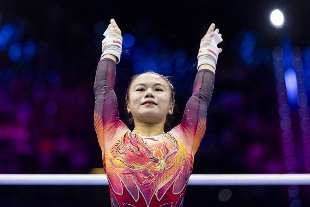 ROTTERDAM - Qingying Zhang (China) during the team final at the World Gymnastics Championships in Rotterdam Ahoy. IRIS VAN DEN BROEK ANP xVIxANPxSportx xxANPxIVx 573183359 originalFilename: 573183359.jpg