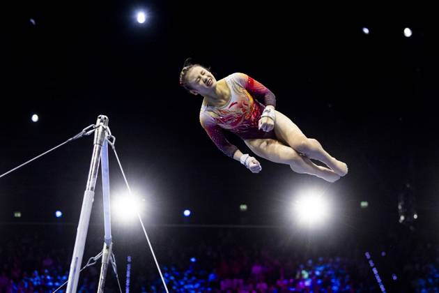 ROTTERDAM - Qiyuan Qiu (China) during the team final at the World Gymnastics Championships in Rotterdam Ahoy. IRIS VAN DEN BROEK ANP xVIxANPxSportx xxANPxIVx 573184892 originalFilename: 573184892.jpg