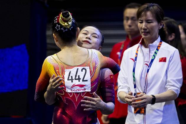 ROTTERDAM - Qinqin Ke (China) during the team final at the World Gymnastics Championships in Rotterdam Ahoy. IRIS VAN DEN BROEK ANP xVIxANPxSportx xxANPxIVx 573185753 originalFilename: 573185753.jpg