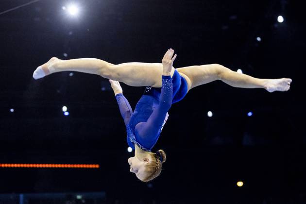 ROTTERDAM - Dulcy Taylor (USA) during the team final at the World Gymnastics Championships in Rotterdam Ahoy. IRIS VAN DEN BROEK ANP xVIxANPxSportx xxANPxIVx 573186130 originalFilename: 573186130.jpg