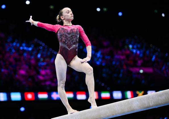 Netherlands Artistic Gymnastics World Championships 9270137 21.10.2026 Alena Glotova of Team World Gymnastics Neutral Athletes 2 competes on the balance beam during the women s team final at the 2026 World Artistic Gymnastics Championships in Rotterdam, the Netherlands. Alexey Filippov Sputnik Rotterdam Netherlands  Copyright: xAlexeyxFilippovx