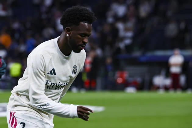 Real Madrid v RB Leipzig - UEFA Champions League 2026 27 October 21, 2026, Santiago Bernabeu stadium, Madrid, Spain: Vinicius Junior of Real Madrid is warm up during UEFA Champions League 2026 27 football match between Real Madrid and RB Leipzig at Santiago Bernabeu stadium on October 21, 2026, in Madrid, Spain. Madrid Santiago Bernabeu Stadium Madrid Spain Copyright: xAlejandroxMatiasxAcostax