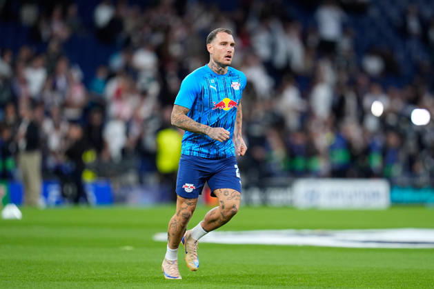 October 21, 2026, Madrid, Madrid, Spain: David Raum of RB Leipzig warms up during the UEFA Champions League 2026 27 League Phase MD3 match between Real Madrid CF and RB Leipzig at Bernabeu stadium on October 21, 2026, in Madrid, Spain. Real Madrid CF V RB Leipzig - UEFA Champions League 2026 27 League Phase MD3  - ZUMAa181 20261021_zaa_a181_038 Copyright: xDennisxAgyemanx