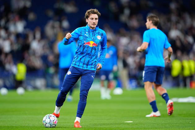 October 21, 2026, Madrid, Madrid, Spain: Rocco Reitz of RB Leipzig warms up during the UEFA Champions League 2026 27 League Phase MD3 match between Real Madrid CF and RB Leipzig at Bernabeu stadium on October 21, 2026, in Madrid, Spain. Real Madrid CF V RB Leipzig - UEFA Champions League 2026 27 League Phase MD3  - ZUMAa181 20261021_zaa_a181_045 Copyright: xDennisxAgyemanx